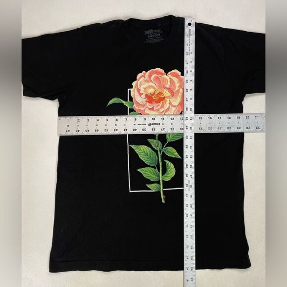 Shawn Mendes The Tour Flower Logo Graphic T-shirt Women Medium Black Music - Picture 5 of 5